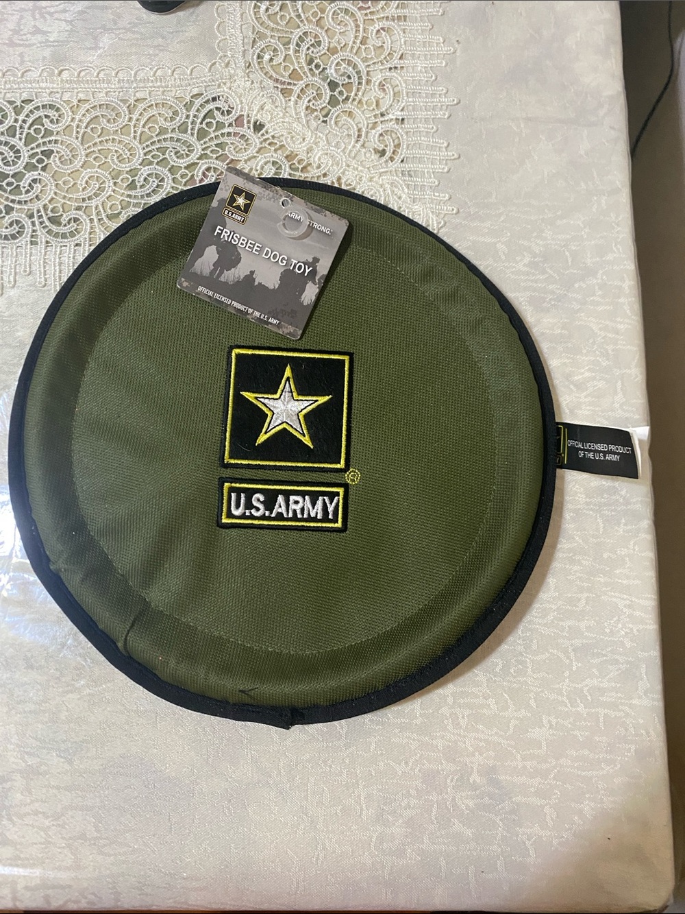 U.S. Army Olive Green and Black Frisbee Dog Toy